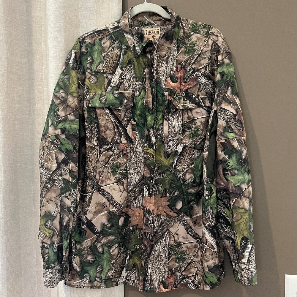 RedHead Camo Button-down Men's Shirt, Size Large